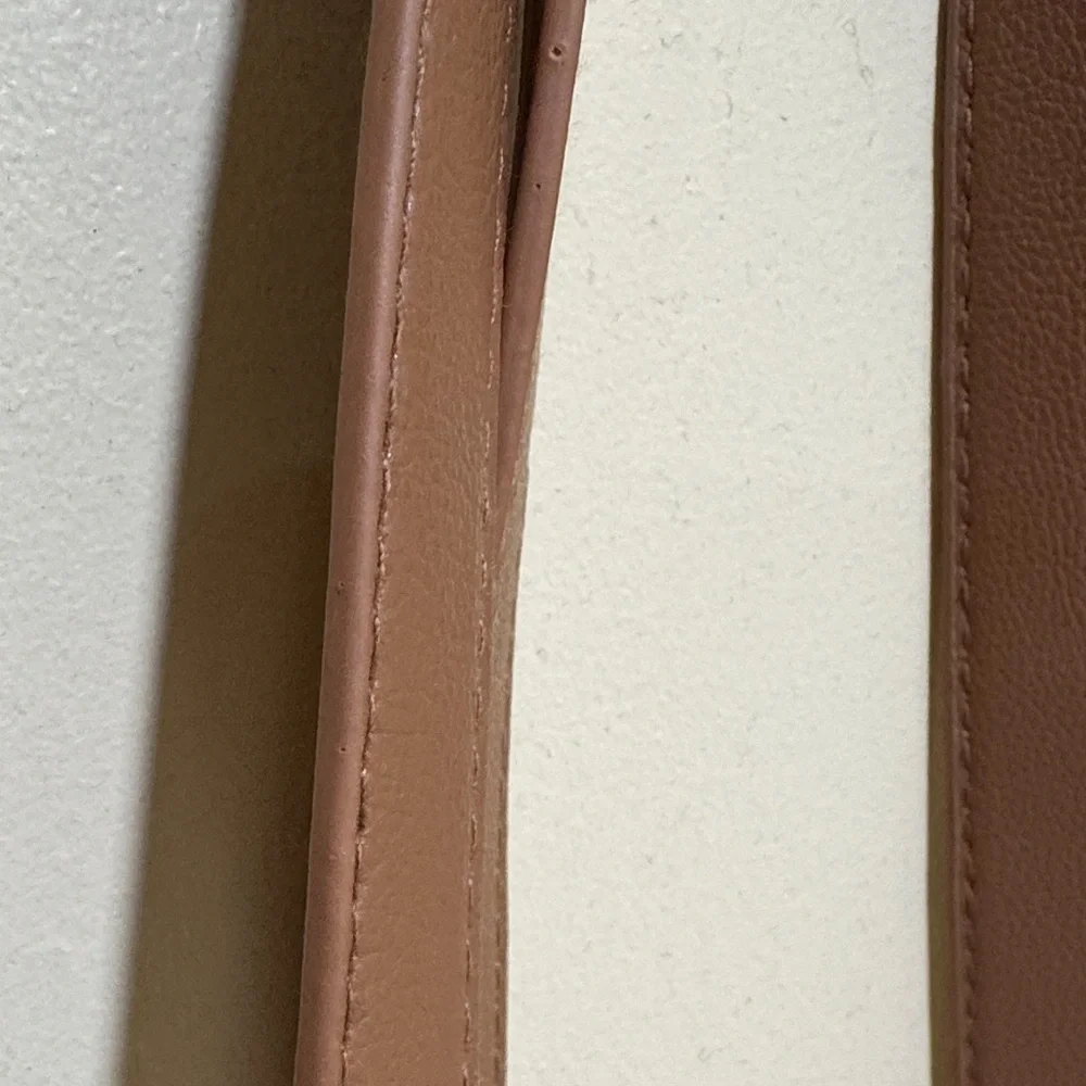 Beige Woven Tote Bag with Brown Straps - Picture 9 of 15